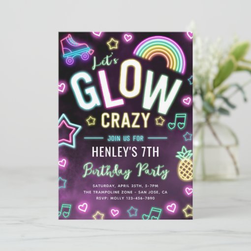 Glow Party Invitation | Neon Party Invitation | Zazzle