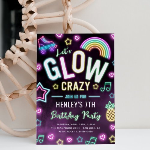 Glow Party Invitation  Neon Party Invitation