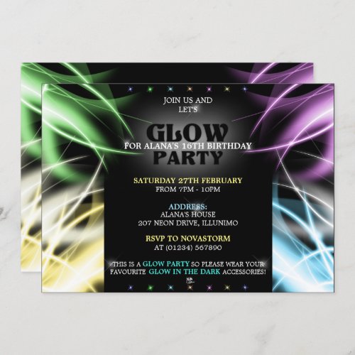 Glow party Invitations