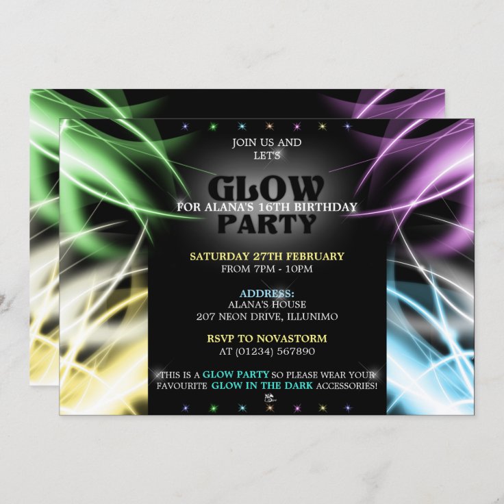 Glow party Invitations Zazzle
