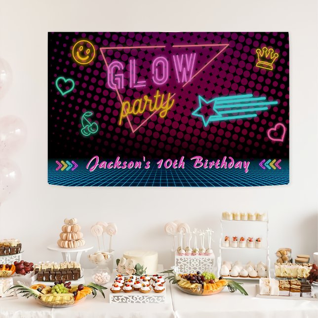 Glow Party Neon Colorful Birthday Party Banner (Creator Uploaded)