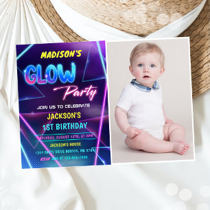 Glow Party Neon Colorful Birthday Party Invitation