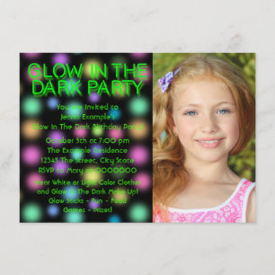 Glow Party Neon Glow In The Dark Birthday Party Invitation