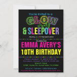 Glow Party Sleepover Birthday Party Invitation at Zazzle