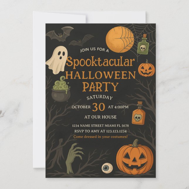 Glow Party Spooktacular Halloween Invitation (Front)