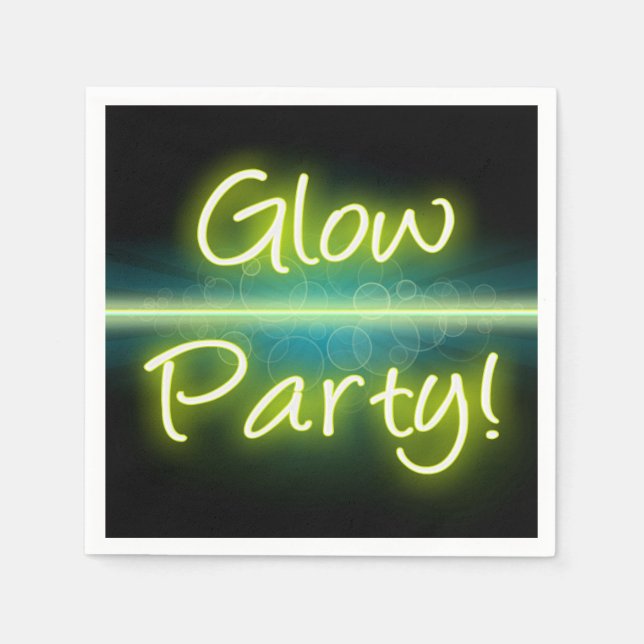 Glow Party, Yellow/Green Blacklight Paper Napkins (Front)