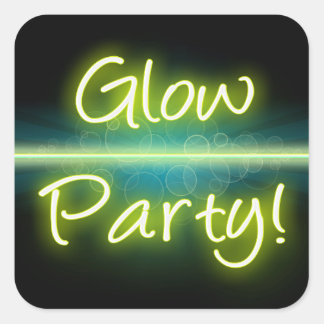 Glow Party, Yellow/Green Blacklight Square Sticker