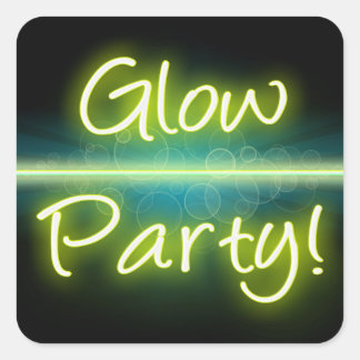 Glow Party, Yellow/Green Blacklight Square Sticker