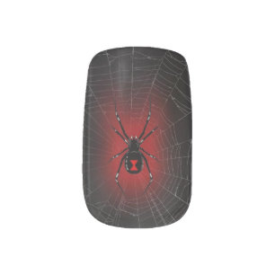 Glow Red Spider Web Black Gothic Halloween  Minx Nail Art