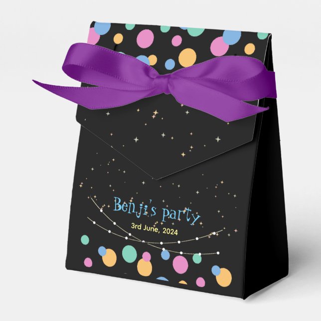 Glow & Roll Birthday bash Custom black Favor Boxes (Front Side)