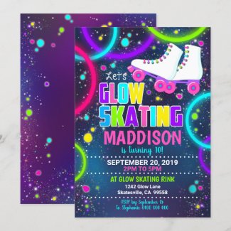 Glow Roller Skate Invitation Roller Skating Party