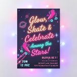 Glow Skate &amp; Celebrate Among the Stars Neon  Invitation