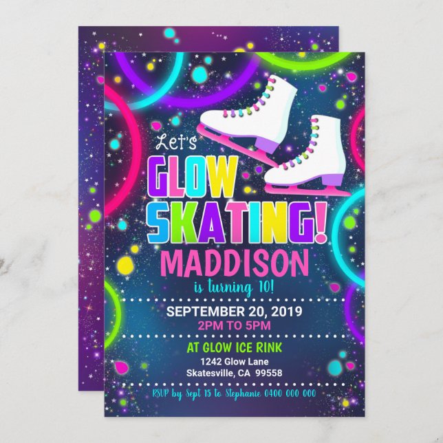 Glow Skate Invitation Ice Skating Invitation (Front/Back)