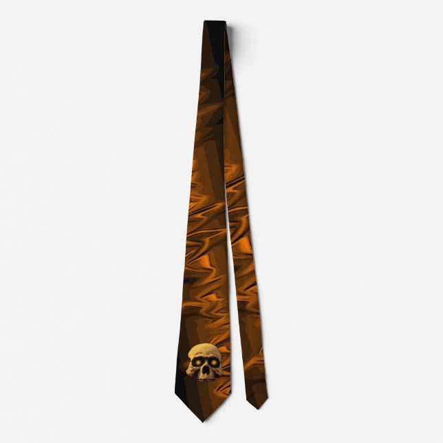 Glow Skull Orange Black Neck Tie (Front)