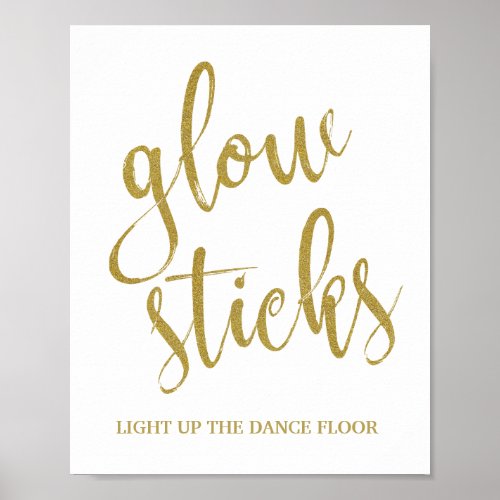 Glow Sticks Gold Glitter 8x10 Wedding Sign