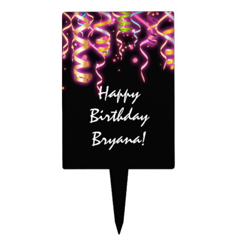 Glow Streamers Birthday Party Cake Pick Topper