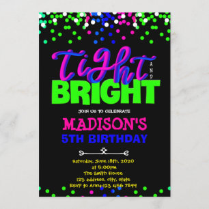 Glow theme birthday party invitation