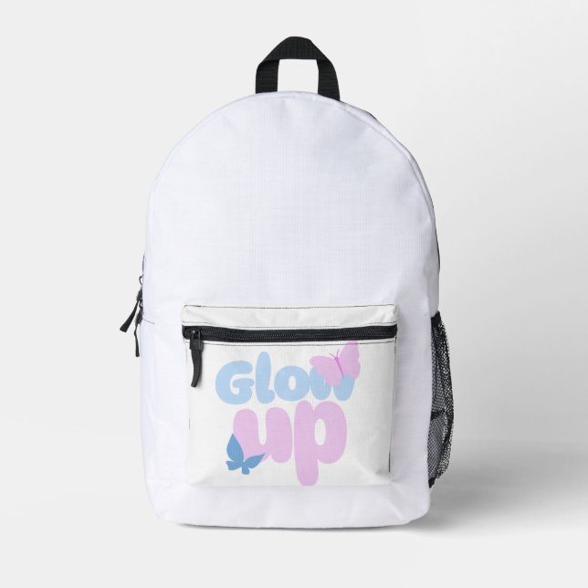 Glow Up Bold Butterfly Aesthetic Design Printed Backpack (Front)
