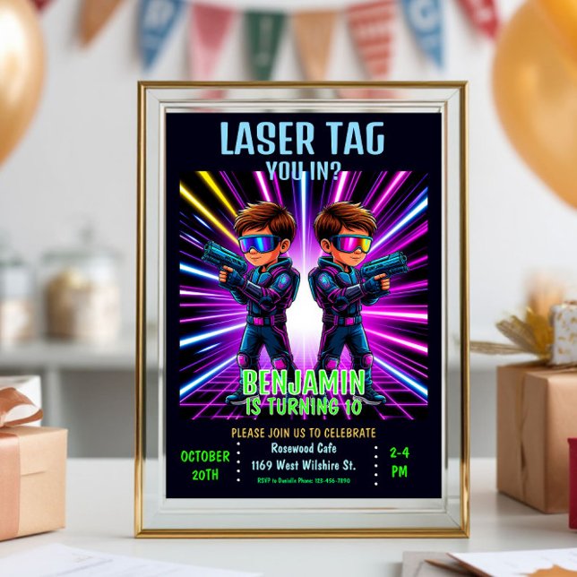 Glow Up Laser Tag Birthday Party Card (Creator Uploaded)