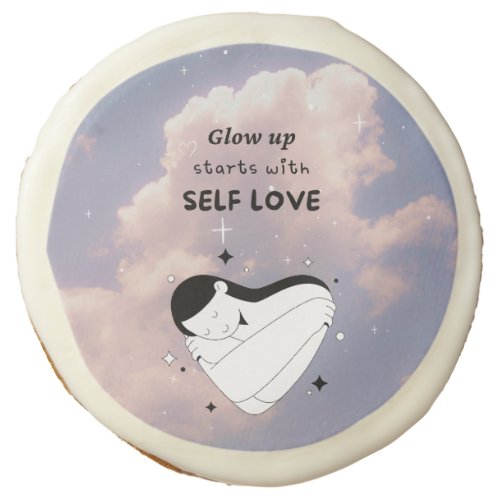 Glow up starts with self love Doodle Cloud Star Sugar Cookie