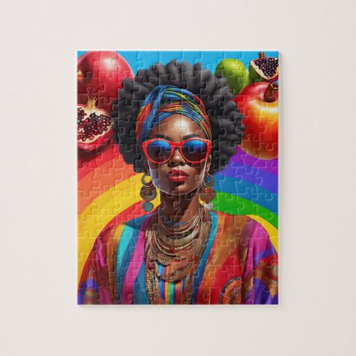 Glow Up With God African American Black Woman Jigsaw Puzzle