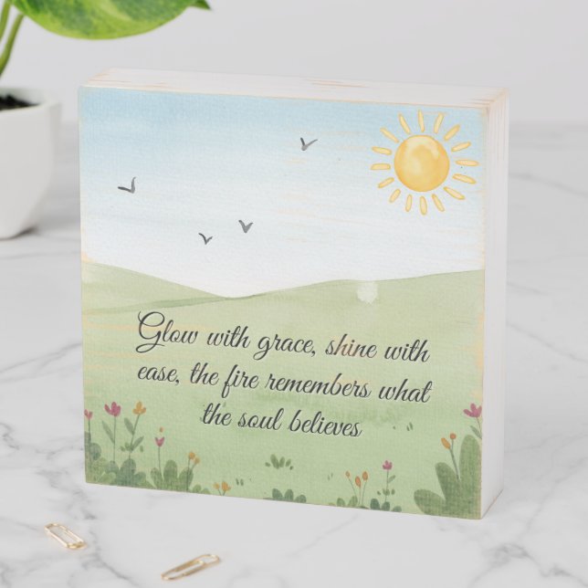 Glow With Grace – Inspirational Canvas Wall Art Wooden Box Sign (In Situ Horizontal)