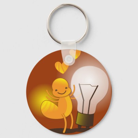 Glow Worm! With A Light Globe Super Cute! Keychain