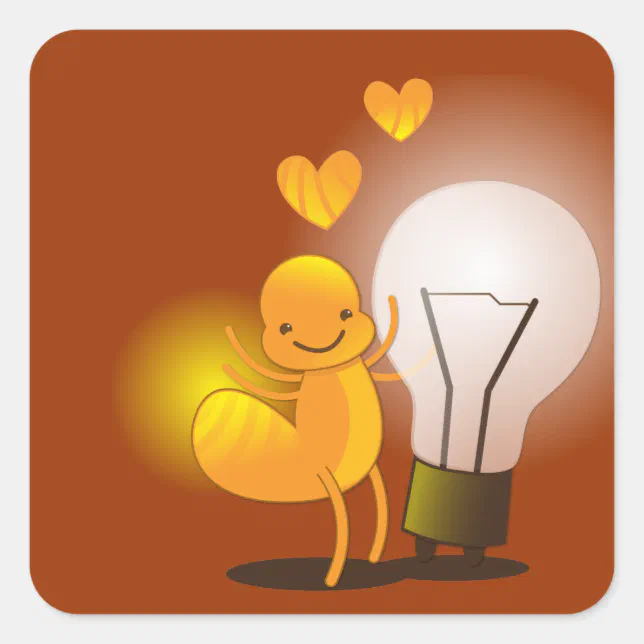 Glow Worm! with a light globe super cute! Square Sticker | Zazzle
