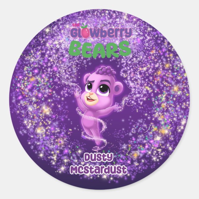 Glowberry Bears Dusty MCstardust Sticker (Front)