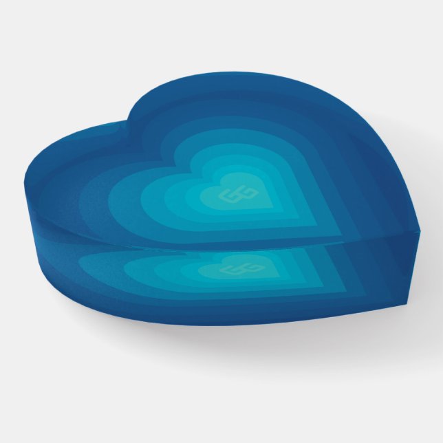 GlowGo Heart Paperweight (Green and Blue) (Angled)