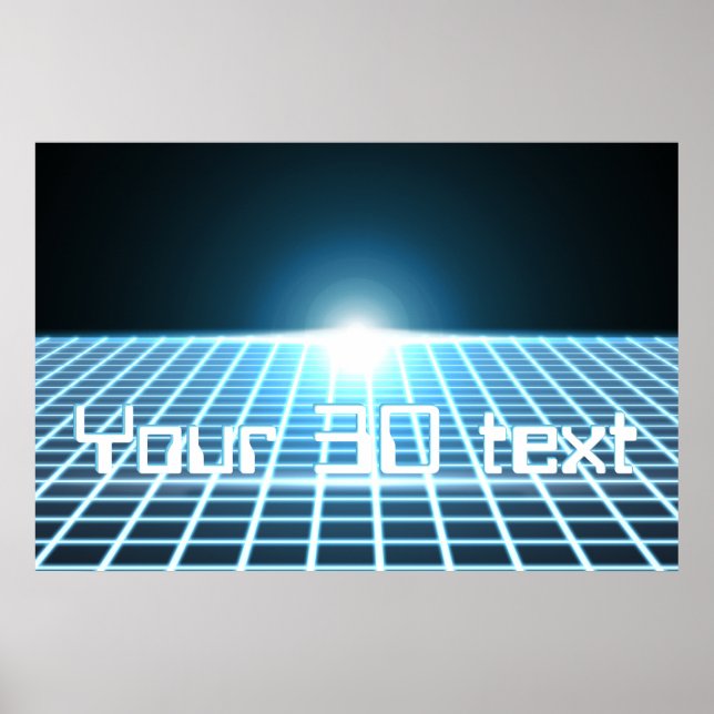 Glowing 3D-Grid with customizable text Poster (Front)