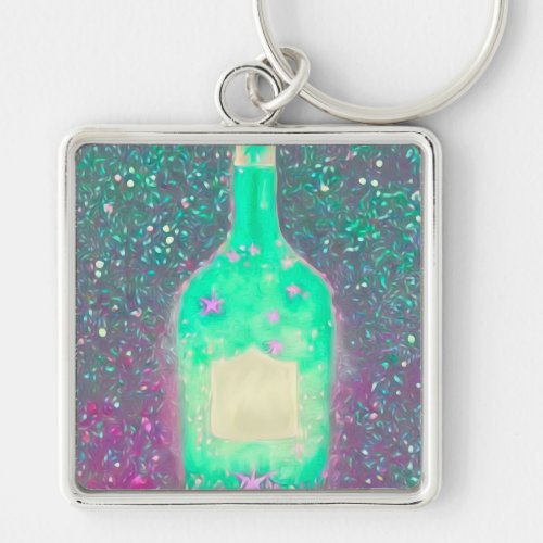 Glowing Absinthe Bottle Keychain