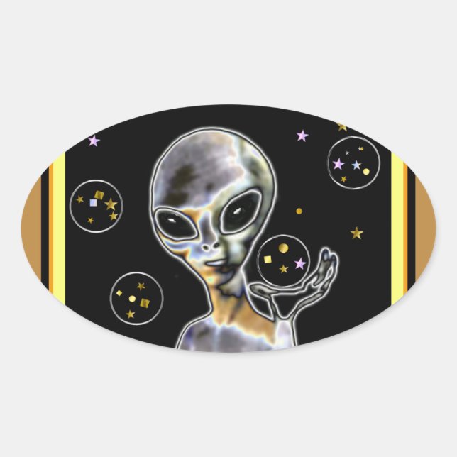 Glowing Alien - Oval Sticker (Front)