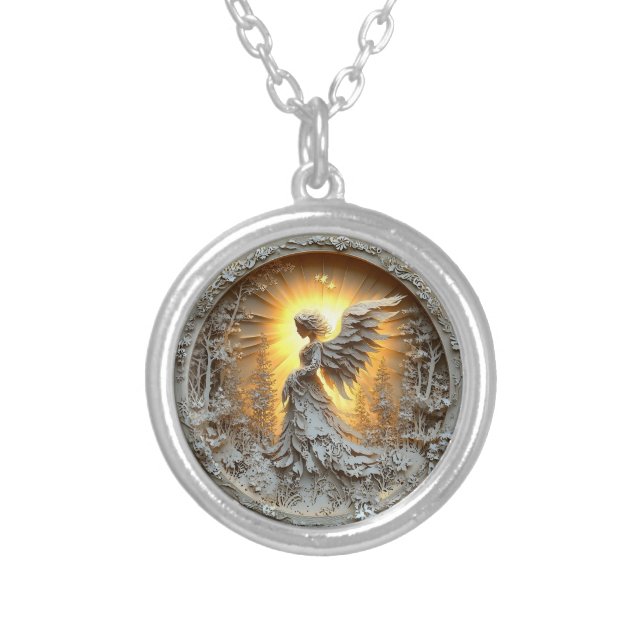 Glowing Angel Silver Plated Necklace (Front)