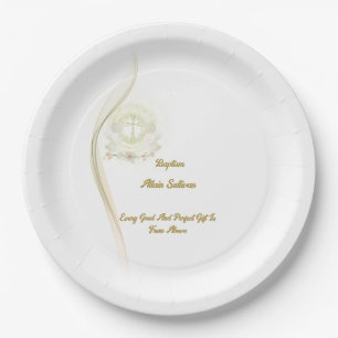Glowing angels baptism  paper plates 