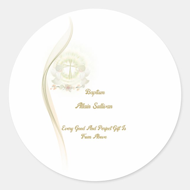 Glowing angels baptism  square stickers  (Front)