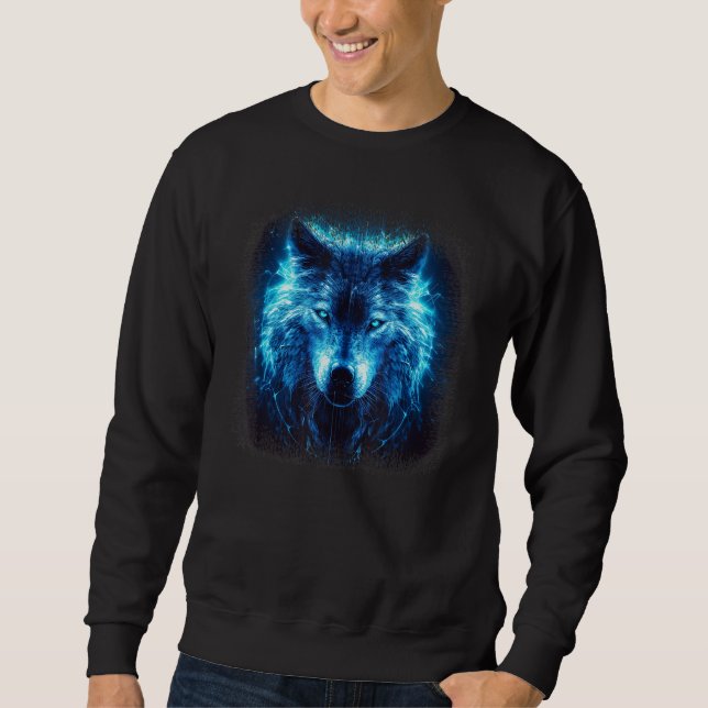 Glowing Animal Wolf Face Sweatshirt (Front)