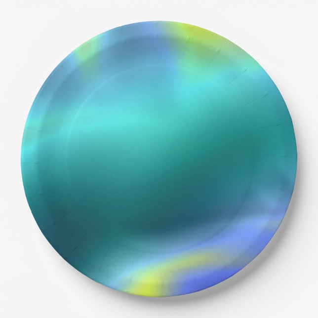 Glowing Aqua Paper Plate (Front)