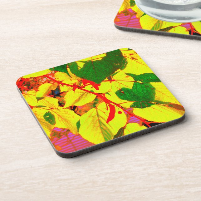 'Glowing Autumn Leaves' Cork Coaster Set (Left Side)
