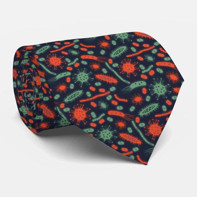 Glowing Bacteria Microorganism green red Neck Tie (Rolled)