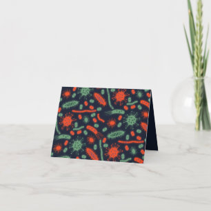 Glowing Bacteria Microorganism green red Teacher Thank You Card