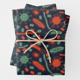 Glowing Bacteria Microorganism green red Wrapping Paper Sheets