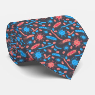 Glowing Bacteria Microorganism pink blue Neck Tie