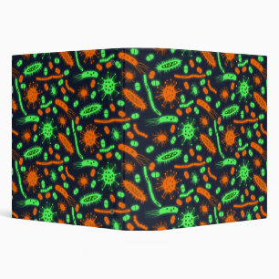 Glowing Bacteria Microorganism toxic orange green 3 Ring Binder