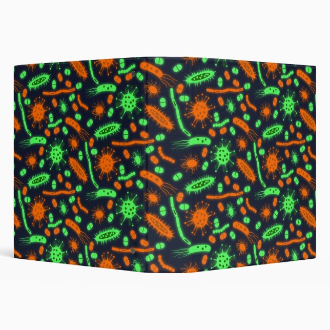 Glowing Bacteria Microorganism toxic orange green 3 Ring Binder (Background)