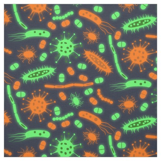 Glowing Bacteria Microorganism toxic orange green Fabric