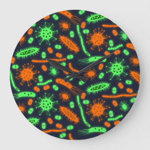 Glowing Bacteria Microorganism toxic orange green Large Clock