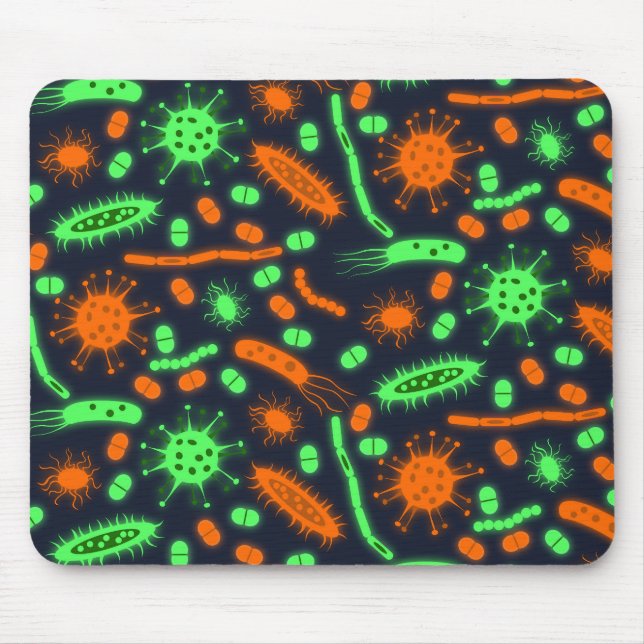 Glowing Bacteria Microorganism toxic orange green Mouse Pad (Front)