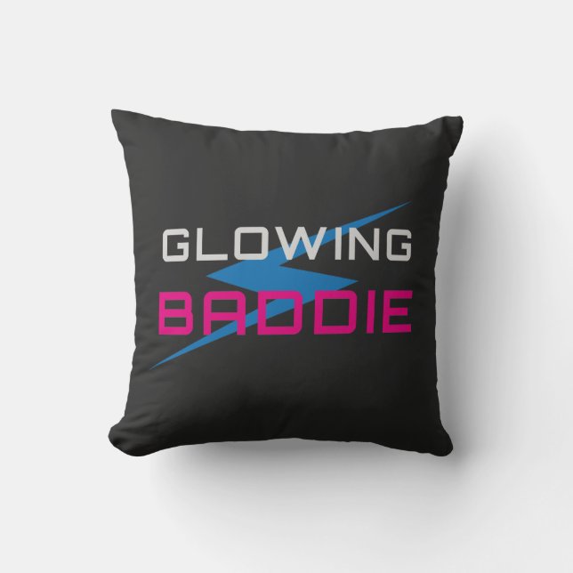 Glowing Baddie Neon Aesthetic Throw Pillow (Front)