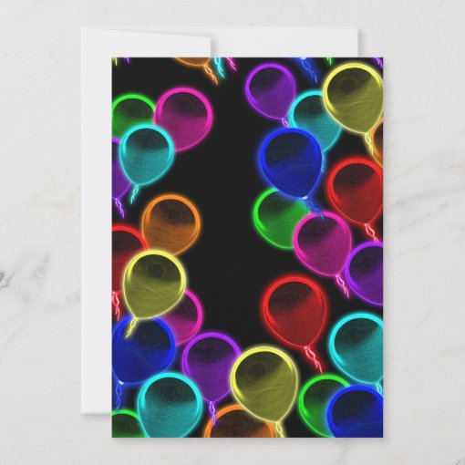 Glowing Balloons Glow Party Invitations | Zazzle